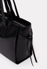 Black Leather Tote Bag 'Lambro'