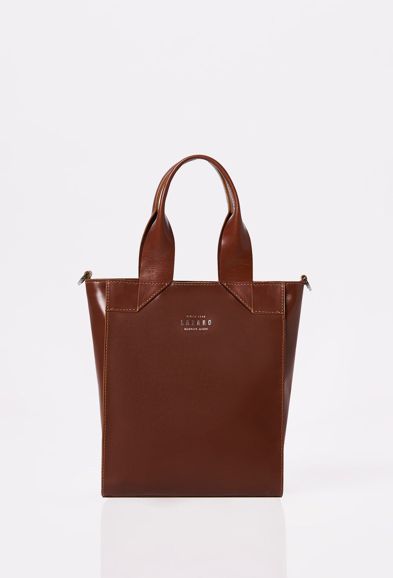Tan Leather Mini Tote Bag 'Lambro'