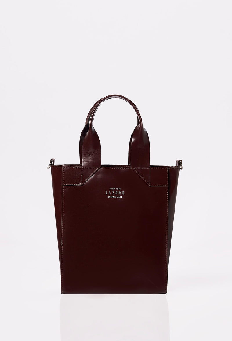 Coffee Leather Mini Tote Bag 'Lambro'