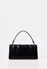 Black Leather Crossbody Flap Bag 'Hilda'