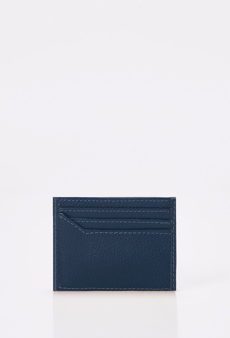 Blue Leather Flat Card Holder