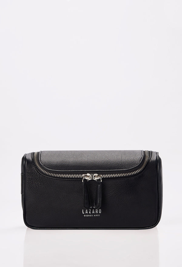 Black Leather Large Toiletry Bag
