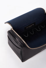 Black Leather Large Toiletry Bag