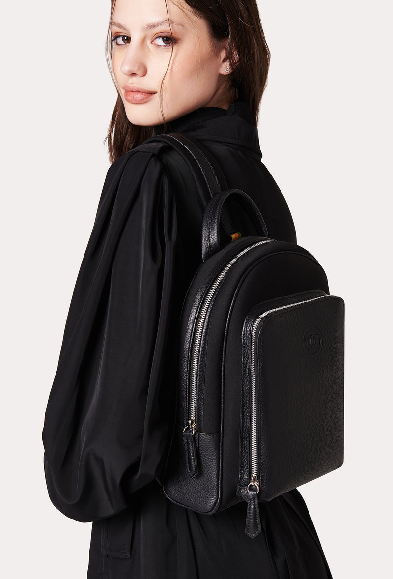 Black Everyday Neoprene & Leather Sling Bag