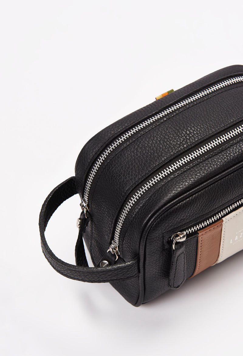 All Leather Zipper Toiletry Bag