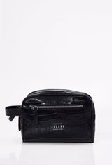 Croco Leather Toiletry Bag With Zipper
